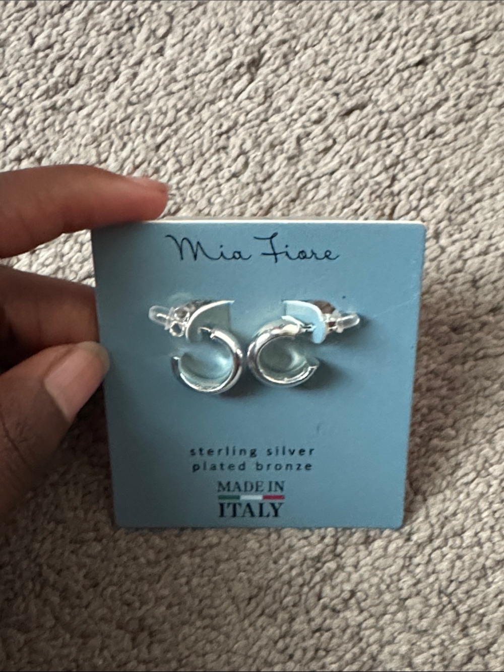 Mia Fiore Sterling Silver Plated Mini Hoop Earrings Made In Italy Minimalist